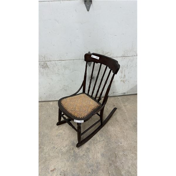 Dark Wood Rocking Chair with Upholstered Seat