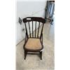 Image 2 : Dark Wood Rocking Chair with Upholstered Seat