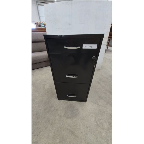 Black 3-Drawer Filing Cabinet with Keys. 27”×14”×18”