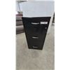 Image 1 : Black 3-Drawer Filing Cabinet with Keys. 27”×14”×18”