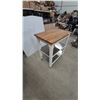 Image 2 : Kitchen Island Cart with Wood Top, 2 Stainless Steel Shelves, and Casters. 35”×31”×20”