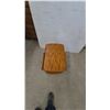 Image 2 : Oak Wood End Table with Magazine Racks and Storage Cabinet on Casters. 23”×19”×16”