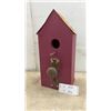Image 1 : Handcrafted Wooden Birdhouse with Repurposed 1976 Manitoba License Plate Roof and Antique Doorknob