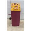 Image 2 : Handcrafted Wooden Birdhouse with Repurposed 1976 Manitoba License Plate Roof and Antique Doorknob