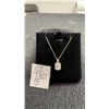 Image 1 : 925S 1.0ct Emerald Cut Moissanite La Diamond Halo Necklace, 16”-18” Long, with white Gold Overlay