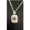 Image 2 : 925S 1.0ct Emerald Cut Moissanite La Diamond Halo Necklace, 16”-18” Long, with white Gold Overlay