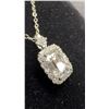 Image 3 : 925S 1.0ct Emerald Cut Moissanite La Diamond Halo Necklace, 16”-18” Long, with white Gold Overlay