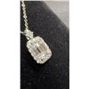 Image 4 : 925S 1.0ct Emerald Cut Moissanite La Diamond Halo Necklace, 16”-18” Long, with white Gold Overlay