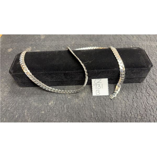 Platinum Plated 7.5mm Serpentine Necklace, 24” Long