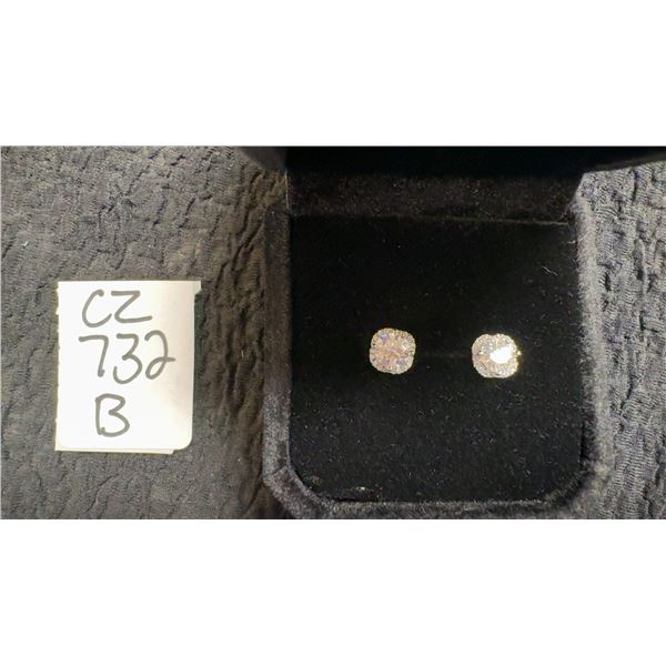 925S 0.5ct Each Moissanite Lab Diamond Wave Halo Stud Earrings, with white Gold overlay, D, VVS1