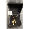 Image 1 : 18K Gold Plated 36.0mm Simulated Diamond Heart and Butterfly Necklace, 18” Long