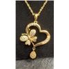 Image 2 : 18K Gold Plated 36.0mm Simulated Diamond Heart and Butterfly Necklace, 18” Long