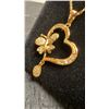 Image 4 : 18K Gold Plated 36.0mm Simulated Diamond Heart and Butterfly Necklace, 18” Long