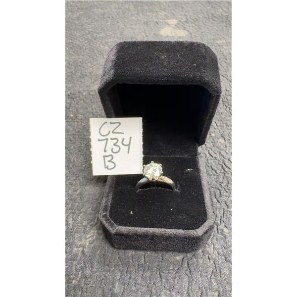 925S 2.0ct Moissanite Lab Diamond Solitaire Ring, Resizeable, 925 Sterling Silver with White Gold