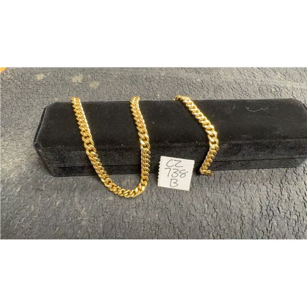 18K Gold Plated 8.0mm Cuban Link Necklace, 18” Long