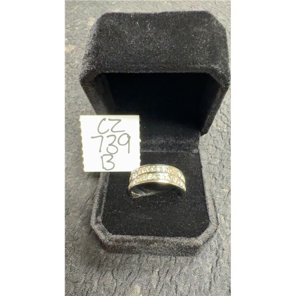 Platinum Plated 8.0mm Princess Cut Simulated Diamond Man's Ring, Size 10
