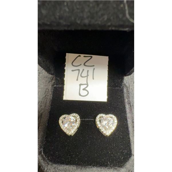 925S 0.8ct Each Simulated Diamond Heart Halo Stud Earrings, 925 Sterling Silver with White Gold