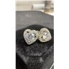 Image 2 : 925S 0.8ct Each Simulated Diamond Heart Halo Stud Earrings, 925 Sterling Silver with White Gold