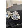 Image 3 : 925S 0.8ct Each Simulated Diamond Heart Halo Stud Earrings, 925 Sterling Silver with White Gold