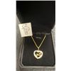 Image 1 : 14K Gold Plated 22.0mm Simulated Diamond Mom Heart Necklace, 17 1/2” - 19” Long
