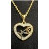 Image 2 : 14K Gold Plated 22.0mm Simulated Diamond Mom Heart Necklace, 17 1/2” - 19” Long