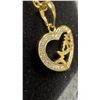 Image 3 : 14K Gold Plated 22.0mm Simulated Diamond Mom Heart Necklace, 17 1/2” - 19” Long