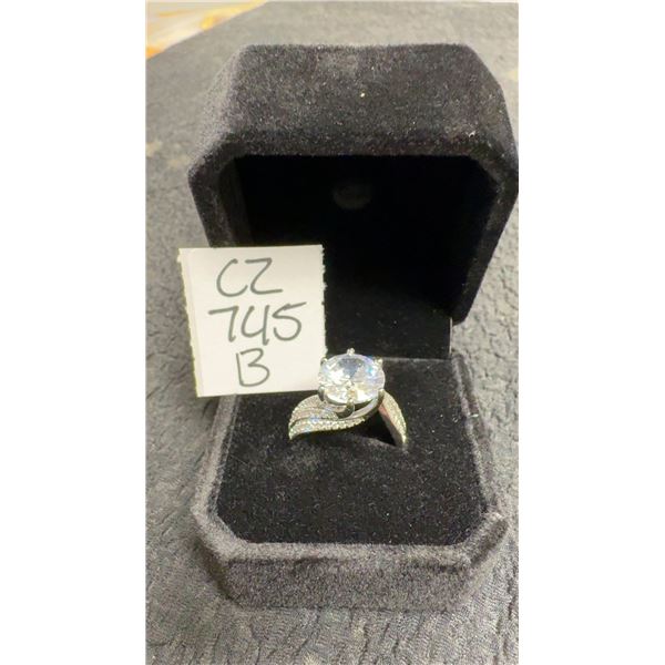 Platinum Plated 4.5 Carat Simulated Diamond Tri-Band Ring, Resizeable