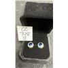 Image 1 : 925S 1.0Ct Each Lab-Created Blue Sapphire Halo Stud Earrings, White Gold Overlay