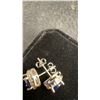 Image 6 : 925S 1.0Ct Each Lab-Created Blue Sapphire Halo Stud Earrings, White Gold Overlay