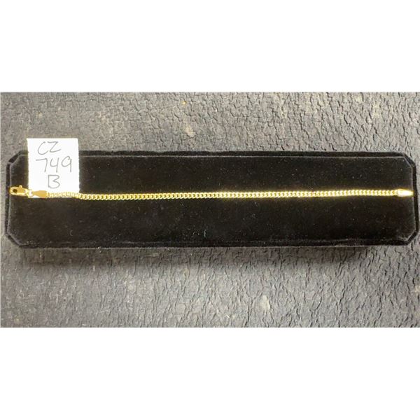 14K Gold Plated 3.0mm Cuban Link Bracelet, 8 1/4” Long