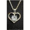 Image 2 : Platinum Plated 1.0ct Simulated Diamond Heart Necklace, 16” - 18” Long
