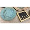 Image 3 : Assorted Pottery and Serveware: La Cuisiniere Designs Cheese Set, Grape Platter