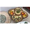 Image 6 : Assorted Pottery and Serveware: La Cuisiniere Designs Cheese Set, Grape Platter