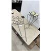Image 1 : Metal Flower Garden Stakes and Tiled Plant Stand