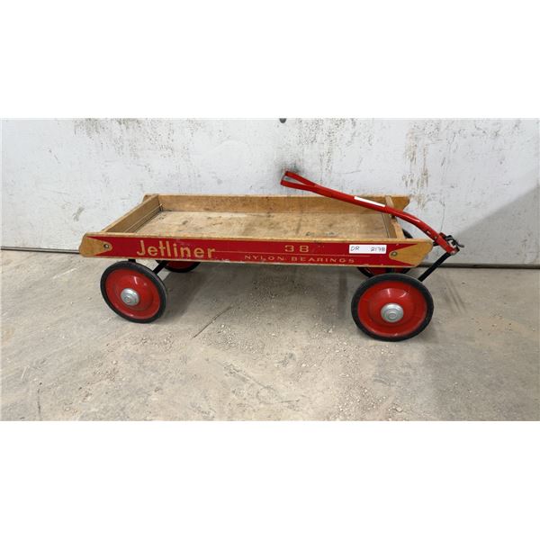 Jetliner 38 Nylon Bearings Red Wagon with Wood Bed and Red Handle