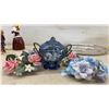 Image 21 : MZ Czechoslovakia Fruit Bowl Set, 3 Teacups and Saucers, 2-Tiered Server, Music Box, Candle Wreaths