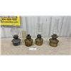 Image 1 : Antique Kerosene Parlor Lamps with Etched Chimneys, Set of 4