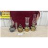 Image 2 : Antique Kerosene Parlor Lamps with Etched Chimneys, Set of 4