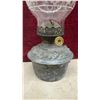 Image 4 : Antique Kerosene Parlor Lamps with Etched Chimneys, Set of 4