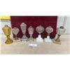Image 1 : Collection of 7 Antique Pressed Glass Oil Lamps