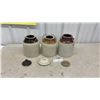 Image 1 : Vintage Two-Tone Stoneware Pickling Crocks With Lids, Set of 3
