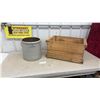 Image 1 : 5 Gallon Stoneware Crock and Wooden Crate