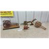 Image 1 : Vintage Wooden Model Farm Carts, Horse-Drawn Plow and Cast Iron Bull Figurine