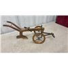 Image 6 : Vintage Wooden Model Farm Carts, Horse-Drawn Plow and Cast Iron Bull Figurine