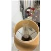 Image 5 : Antique Oil Floor Lamp, Glass Chimney and Burlap Shade