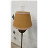 Image 7 : Antique Oil Floor Lamp, Glass Chimney and Burlap Shade
