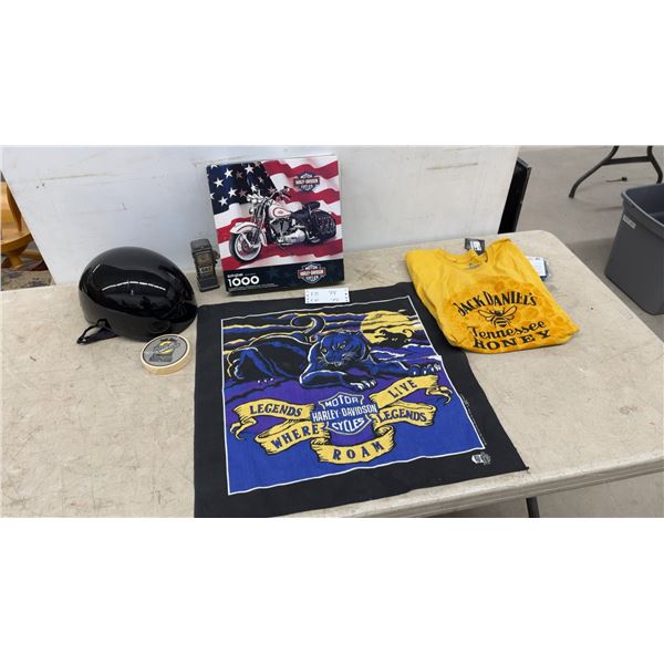 Zox Nano DOT Certified Helmet (Size L), Harley-Davidson Puzzle, Bandana, and Coasters, Jack
