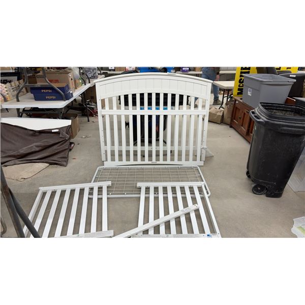 Elfe Juvenile Products White Wooden Baby Crib with Arched Headboard, Metal Mattress Support and