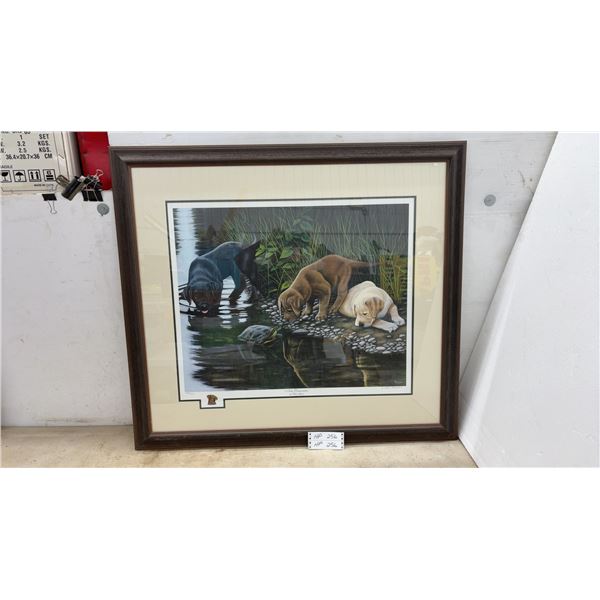 "New Discoveries" by Vikki Meyer Framed Limited Signed Edition Print 628/2007, Labrador Puppies