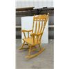 Image 1 : Traditional Wooden Rocking Chair with Carved Floral Backrest and Turned Spindles